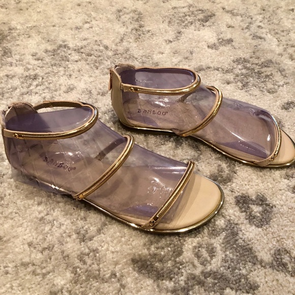 Bamboo gold three strap sandals - Picture 2 of 2